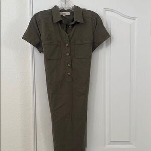 LOFT Khaki Button-Down Blouse